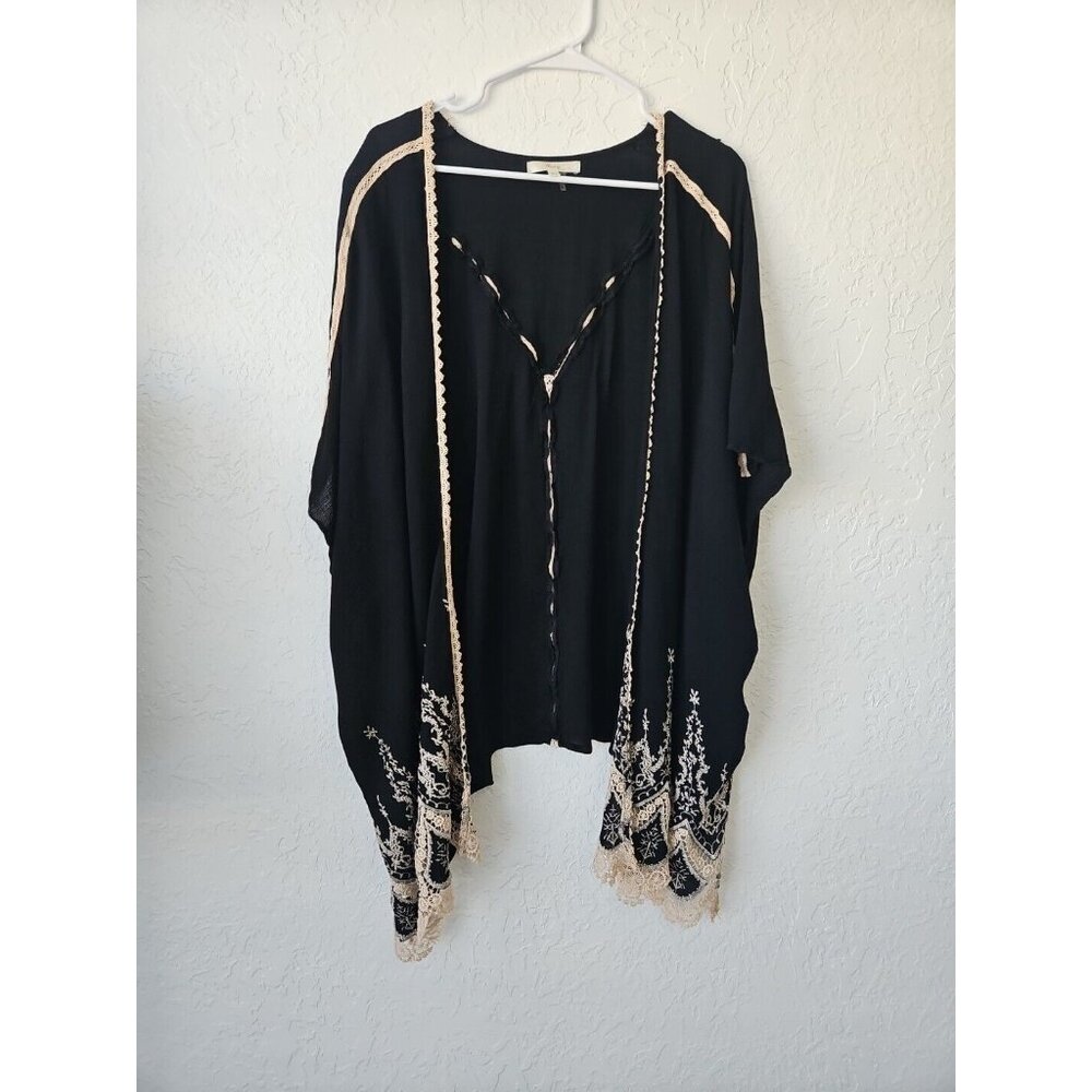 Andree By Unit Open Cardigan Kimono Style Blouse Sz M/L Lace Boho Fairygoth
